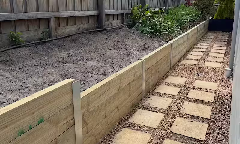 Timber retaining wall construction